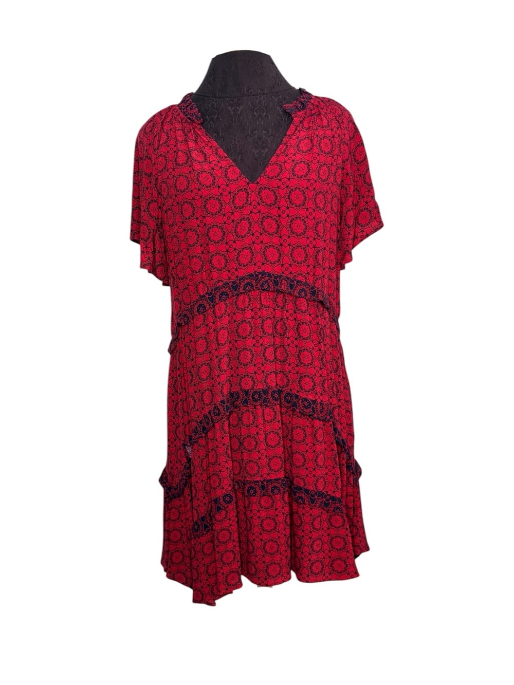 Anthropologie Robin Tiered Mini Dress in Wine
